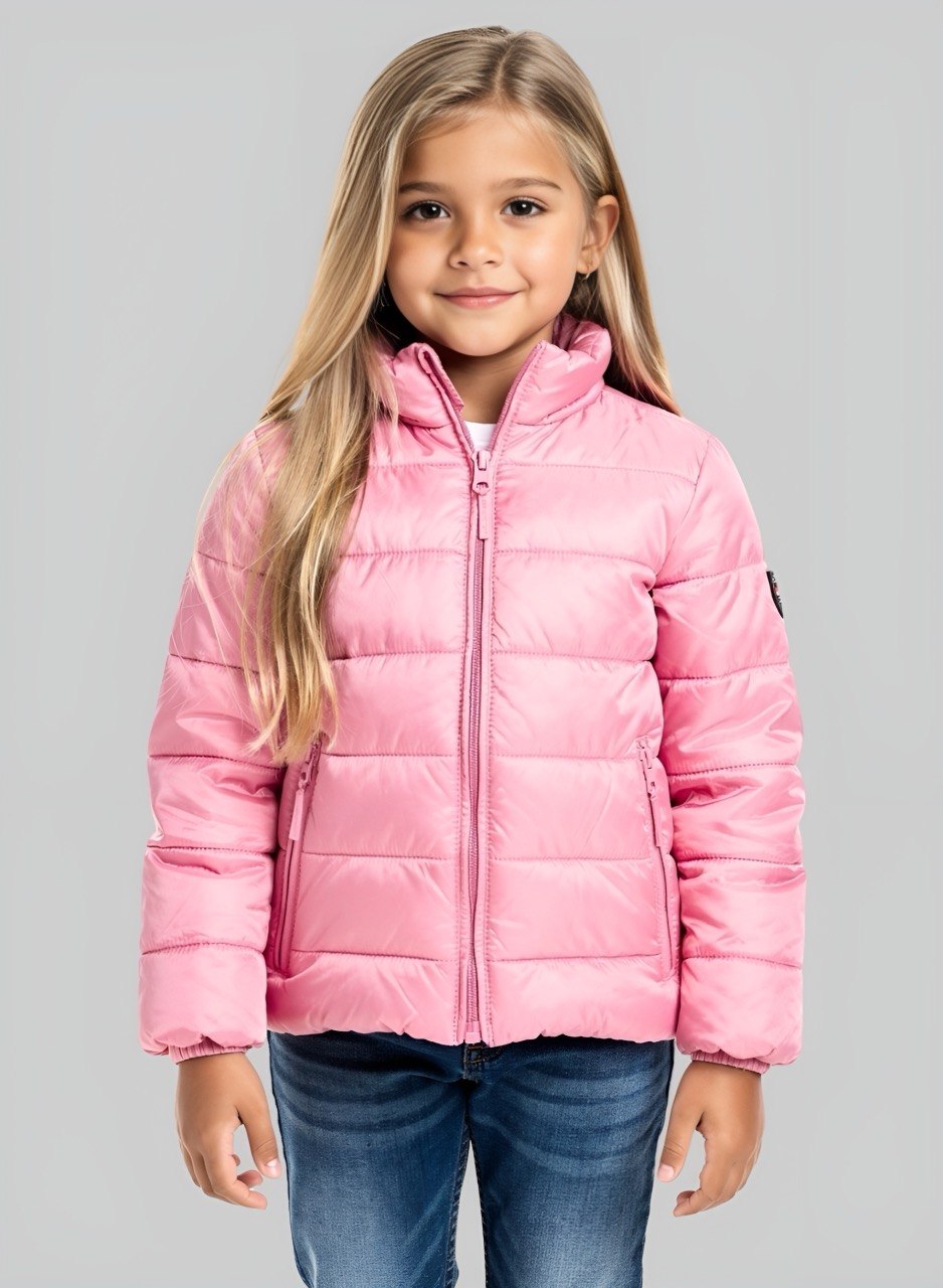Chaqueta acolchada brillante rosa para niña INOLVIDABLE