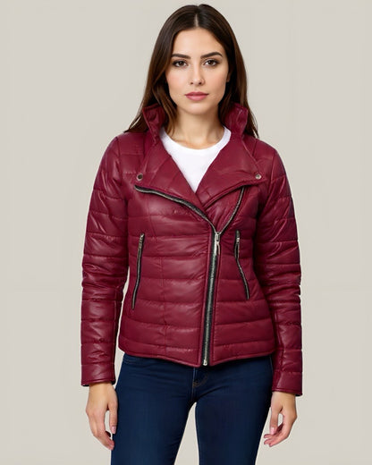 Chaqueta acolchada biker semibrillante para mujer INOLVIDABLE