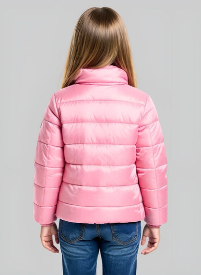 Chaqueta acolchada brillante rosa para niña INOLVIDABLE