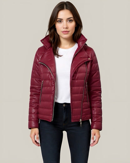 Chaqueta acolchada biker semibrillante para mujer INOLVIDABLE