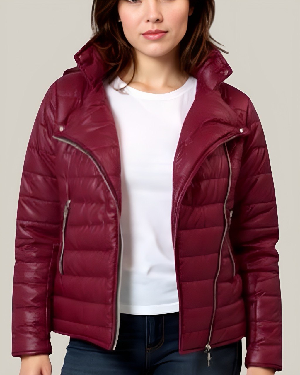 Chaqueta acolchada biker semibrillante para mujer INOLVIDABLE