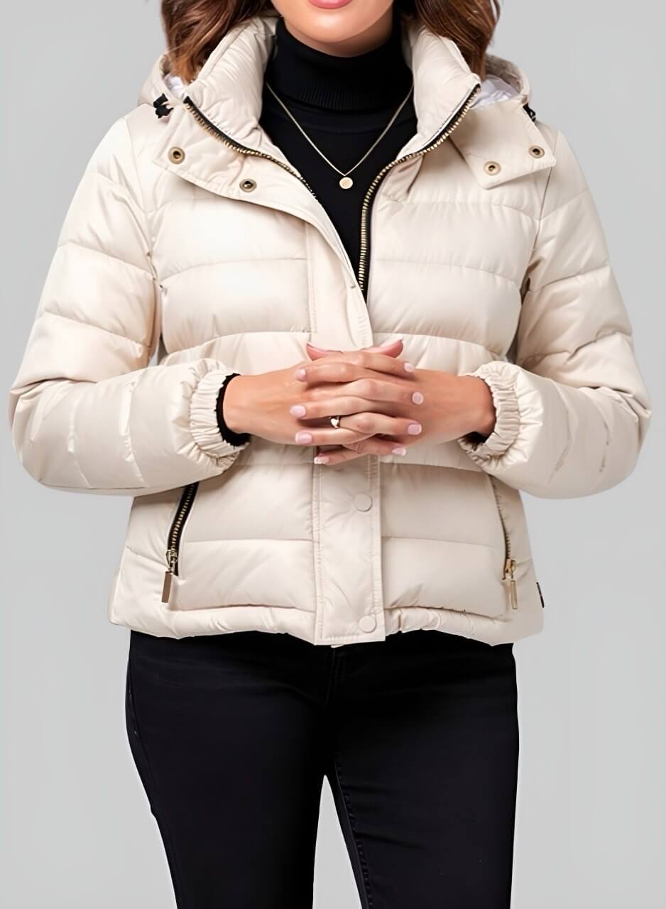 Chaqueta corta acolchada marfil royal para mujer INOLVIDABLE