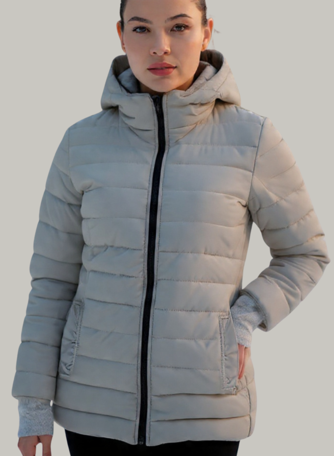 Gaban largo acolchado con guantes ajustables para mujer INOLVIDABLE