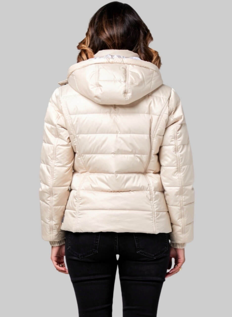 Chaqueta corta acolchada marfil royal para mujer INOLVIDABLE