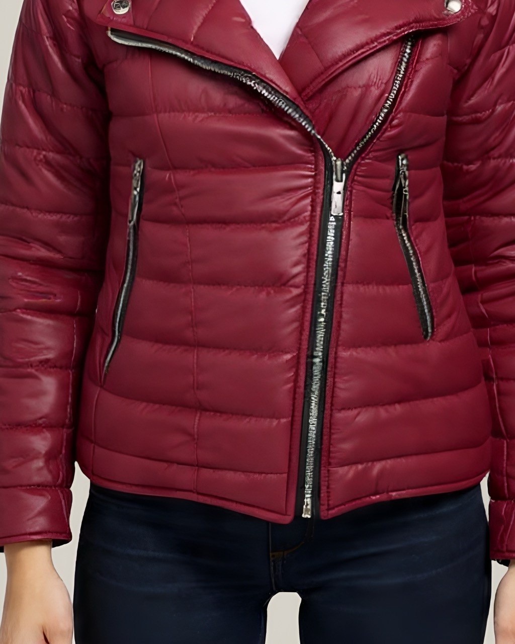 Chaqueta acolchada biker semibrillante para mujer INOLVIDABLE