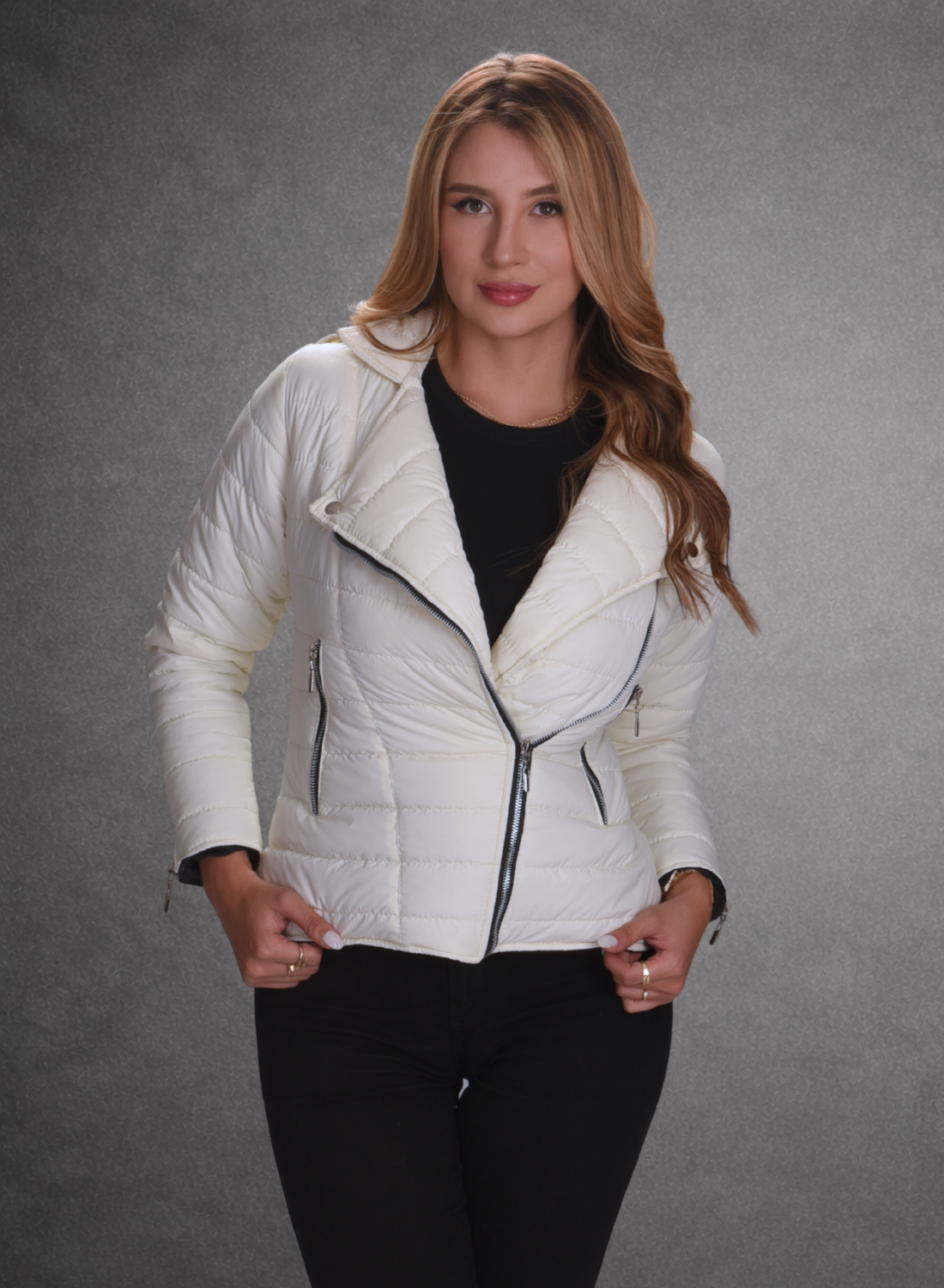 Chaqueta acolchada biker semibrillante para mujer INOLVIDABLE