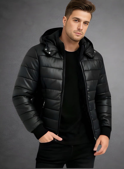 Chaqueta acolchada semibrillante negra para hombre INOLVIDABLE