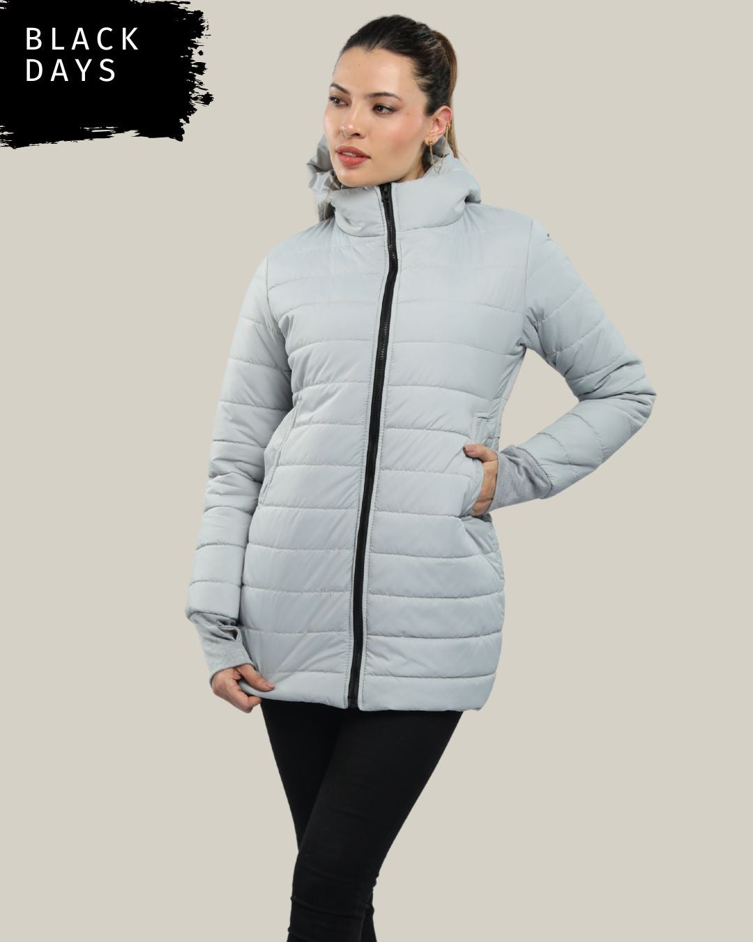 Gaban largo acolchado con guantes ajustables para mujer INOLVIDABLE