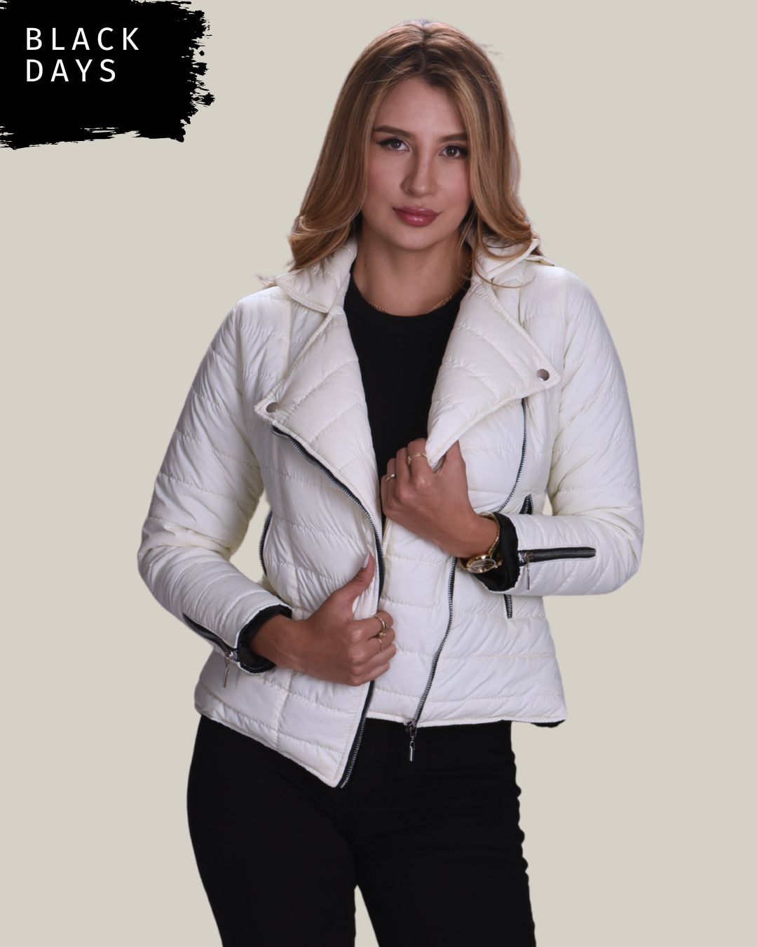 Chaqueta acolchada biker semibrillante para mujer INOLVIDABLE