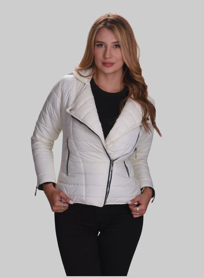 Chaqueta acolchada biker semibrillante para mujer INOLVIDABLE
