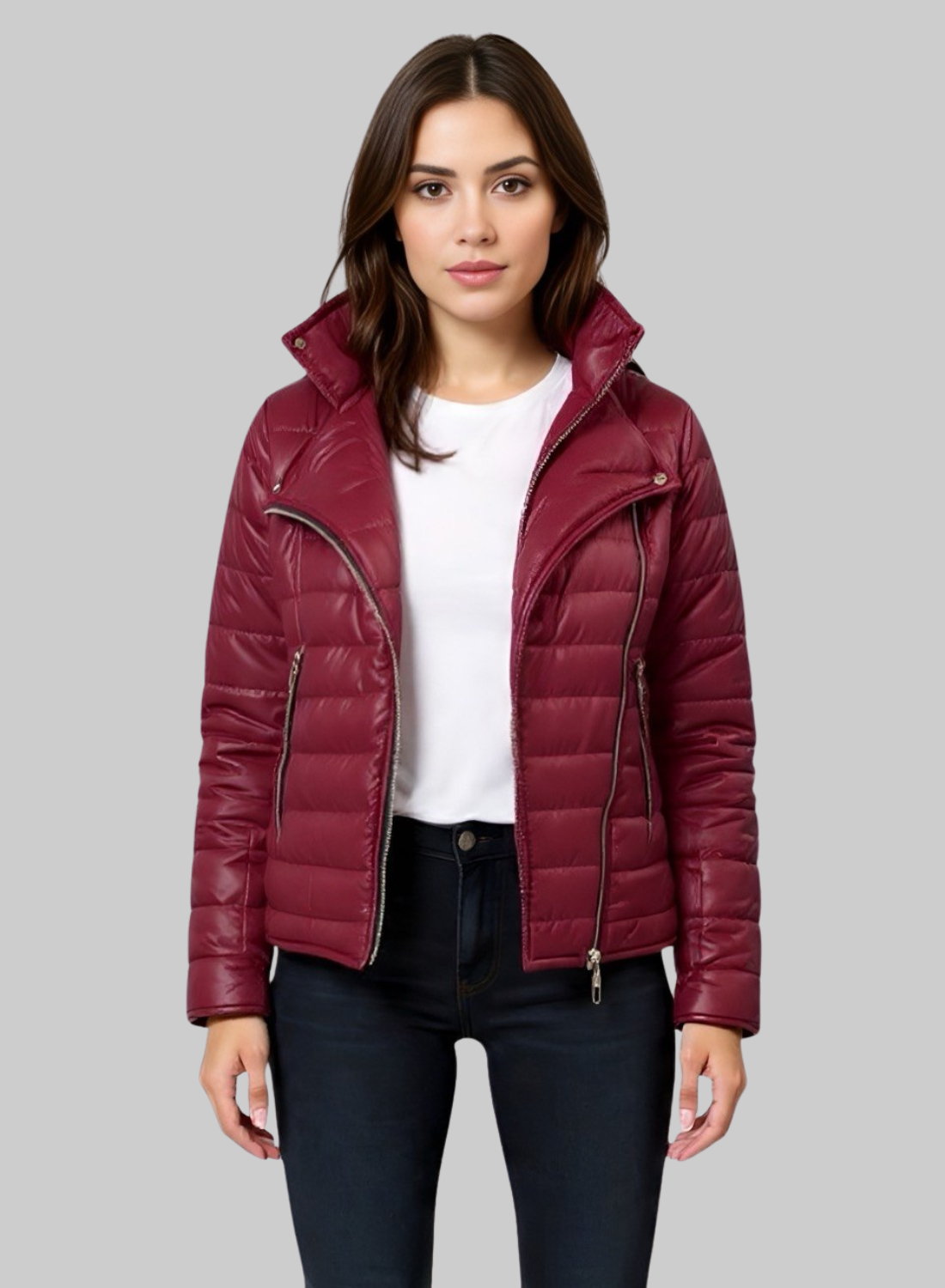 Chaqueta acolchada biker semibrillante para mujer INOLVIDABLE