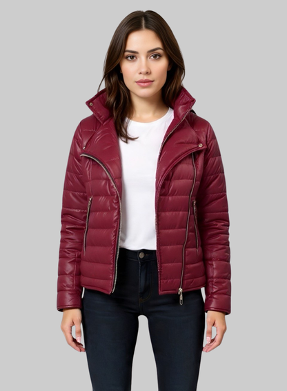 Chaqueta acolchada biker semibrillante para mujer INOLVIDABLE
