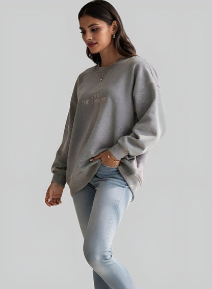 Buzo en algodon cuello redondo gris para mujer INOLVIDABLE