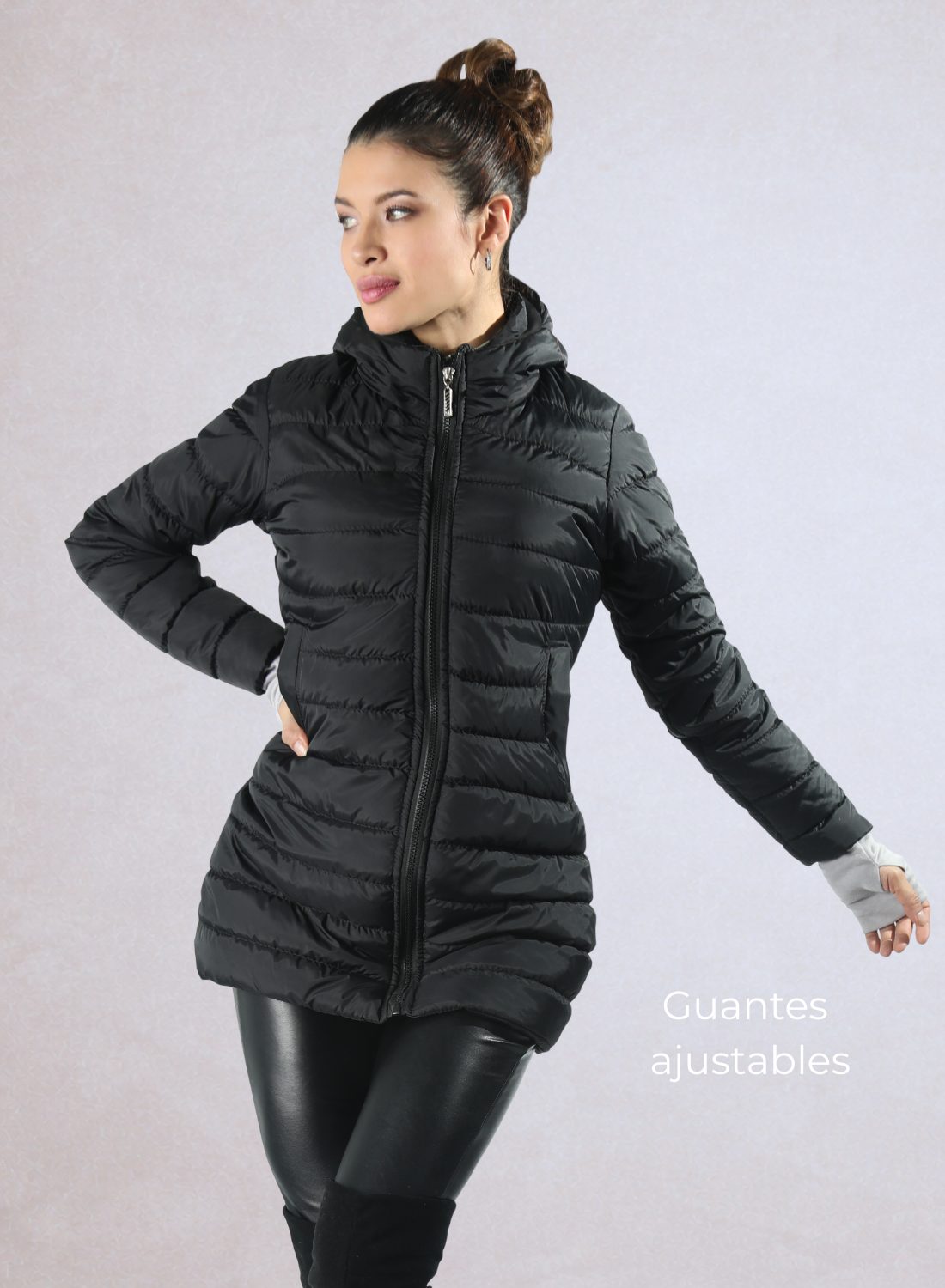 Gaban largo acolchado con guantes ajustables para mujer INOLVIDABLE