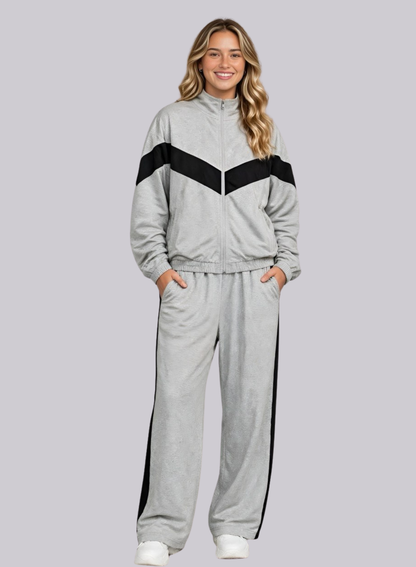Set deportivo gris y franja negra