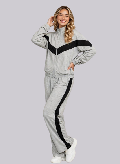 Set deportivo gris y franja negra