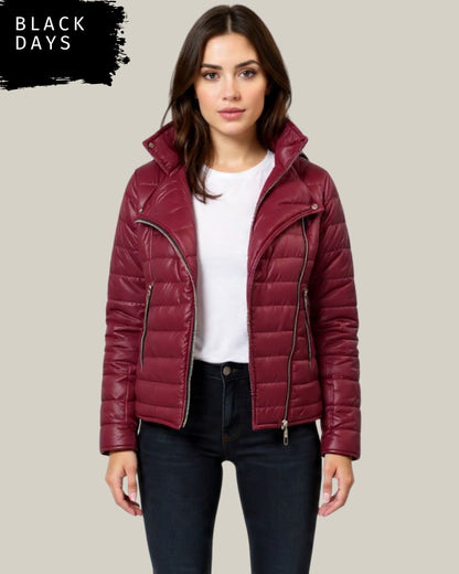 Chaqueta acolchada biker semibrillante para mujer INOLVIDABLE