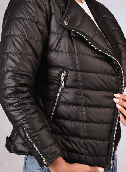 Chaqueta acolchada biker semibrillante para mujer INOLVIDABLE