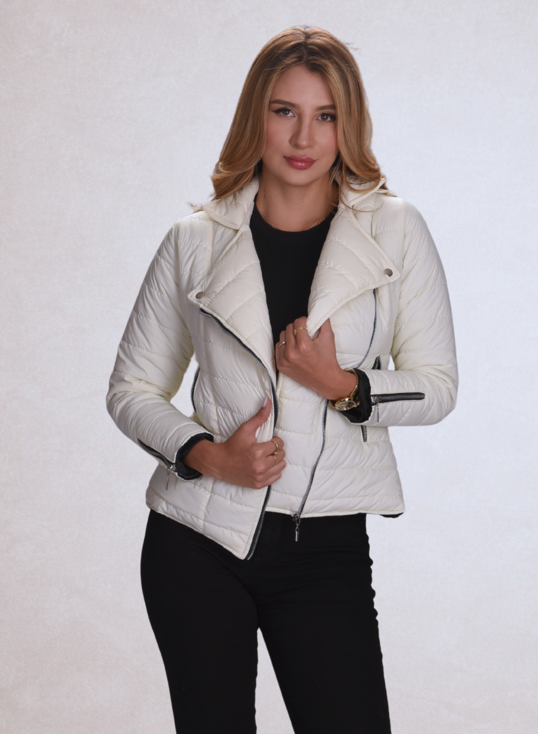 Chaqueta acolchada biker semibrillante para mujer INOLVIDABLE
