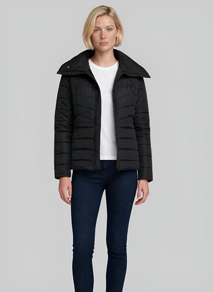 Chaqueta acolchada negra con cuello alto para mujer INOLVIDABLE