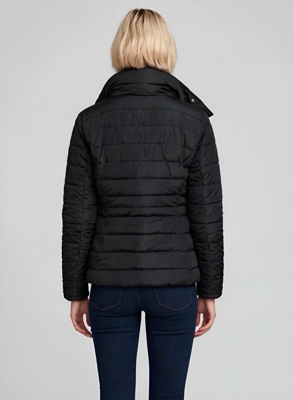 Chaqueta acolchada negra con cuello alto para mujer INOLVIDABLE