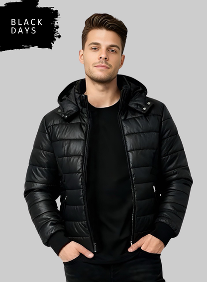 Chaqueta acolchada semibrillante negra para hombre INOLVIDABLE