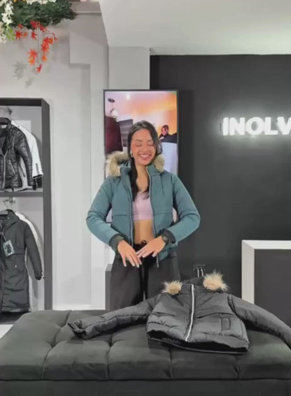 Chaqueta convertible a chaleco con peluche en la capota para mujer INOLVIDABLE