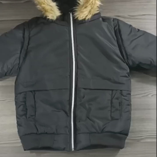 Chaqueta convertible a chaleco con peluche en la capota para mujer INOLVIDABLE
