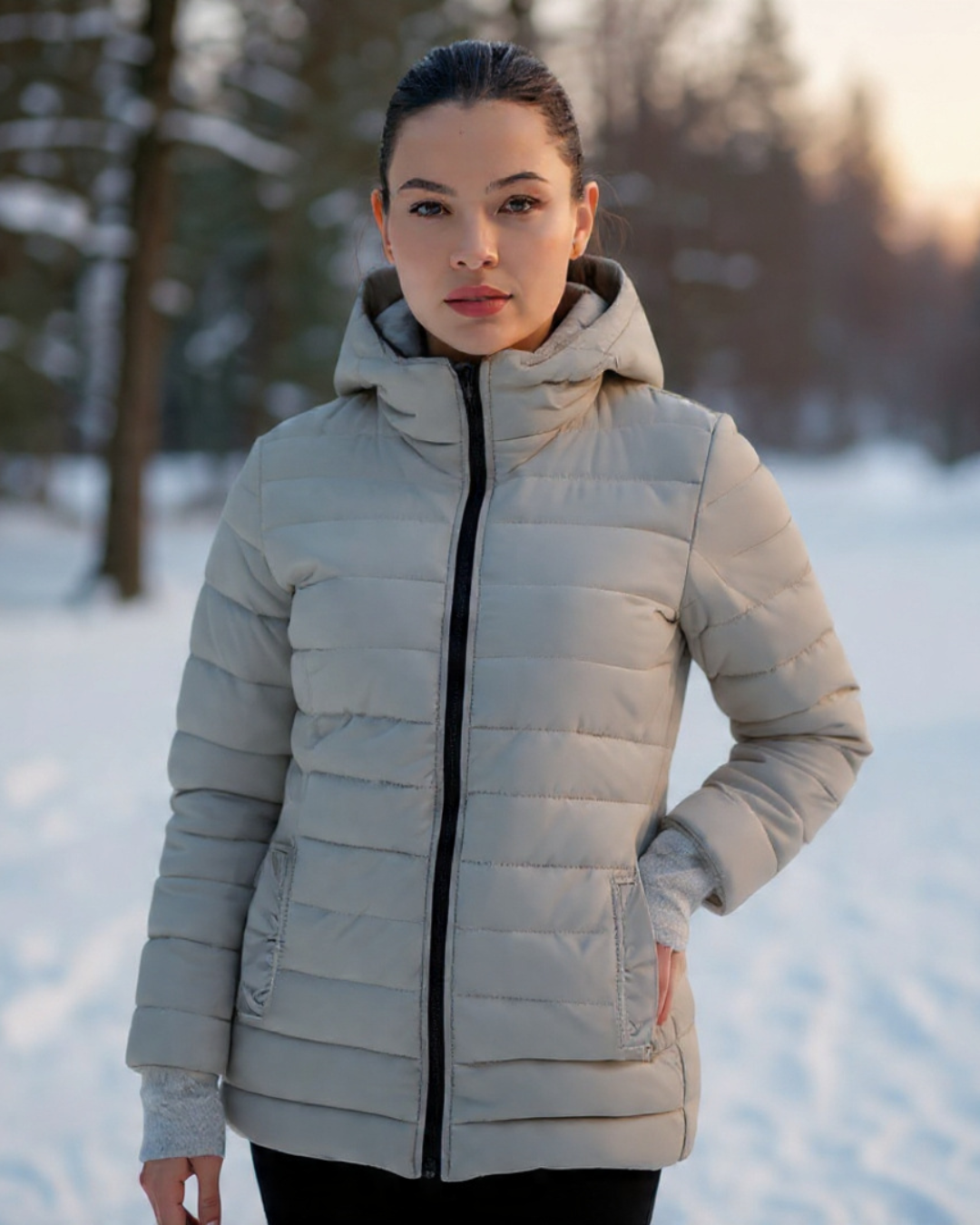 Gaban largo acolchado con guantes ajustables para mujer INOLVIDABLE